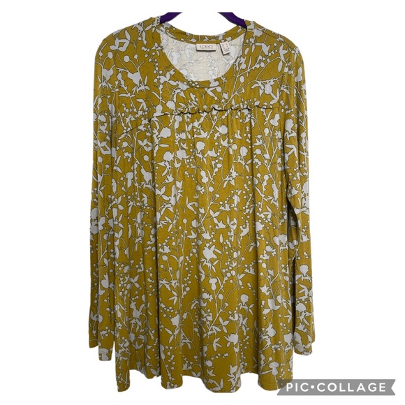 Logo by Lori Goldstein Tunic Ruffle Front Long Sleeve Sz L - Picture 3 of 8